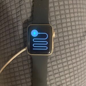 Smartwatch with Black Band and Gold Accents